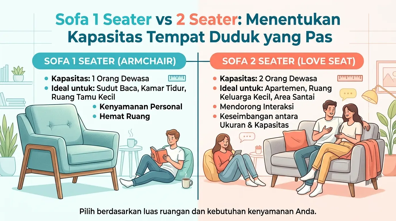 Sofa 1 Seater vs 2 Seater Menentukan Kapasitas Tempat Duduk yang Pas