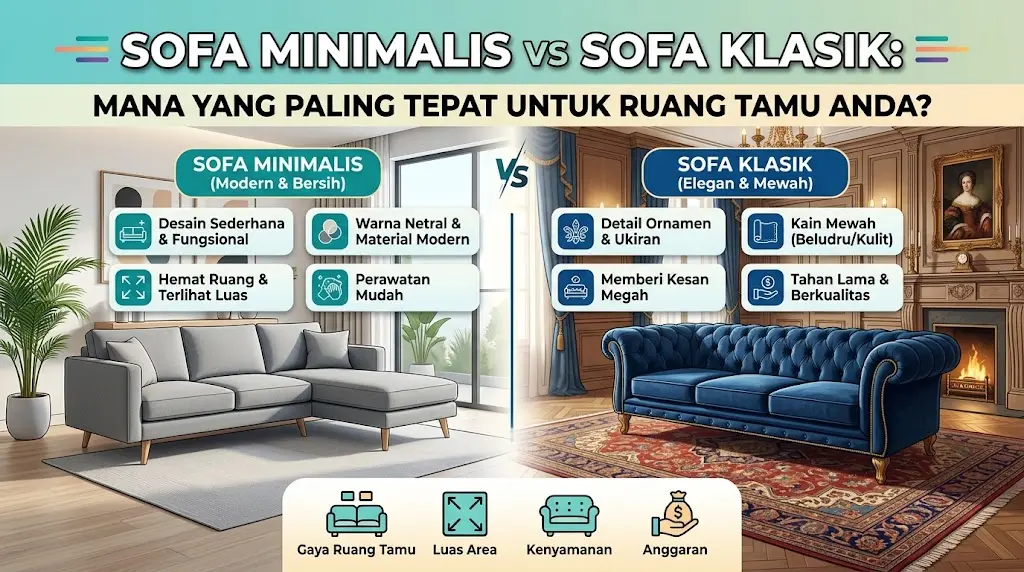 Sofa Minimalis vs Sofa Klasik: Mana yang Paling Tepat untuk Ruang Tamu Anda?
