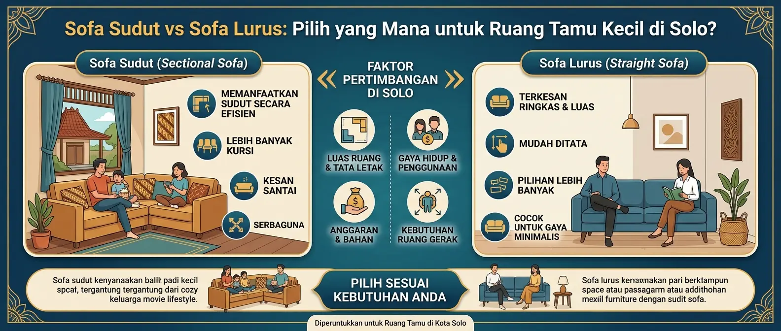 Sofa Sudut vs Sofa Lurus Pilih yang Mana untuk Ruang Tamu Kecil di Solo