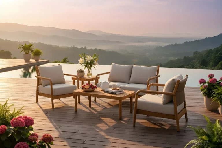 Andaru Living Set Rope Outdoor Wooden Furniture