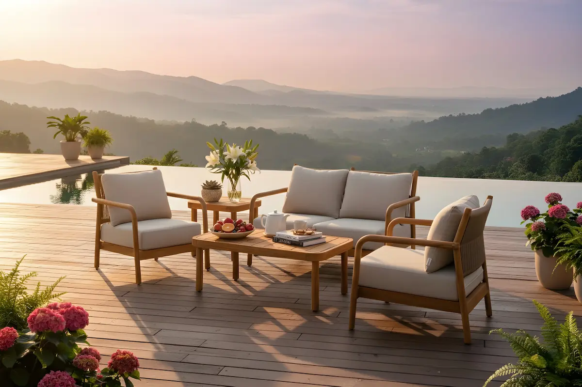 Andaru Living Set Rope Outdoor Wooden Furniture