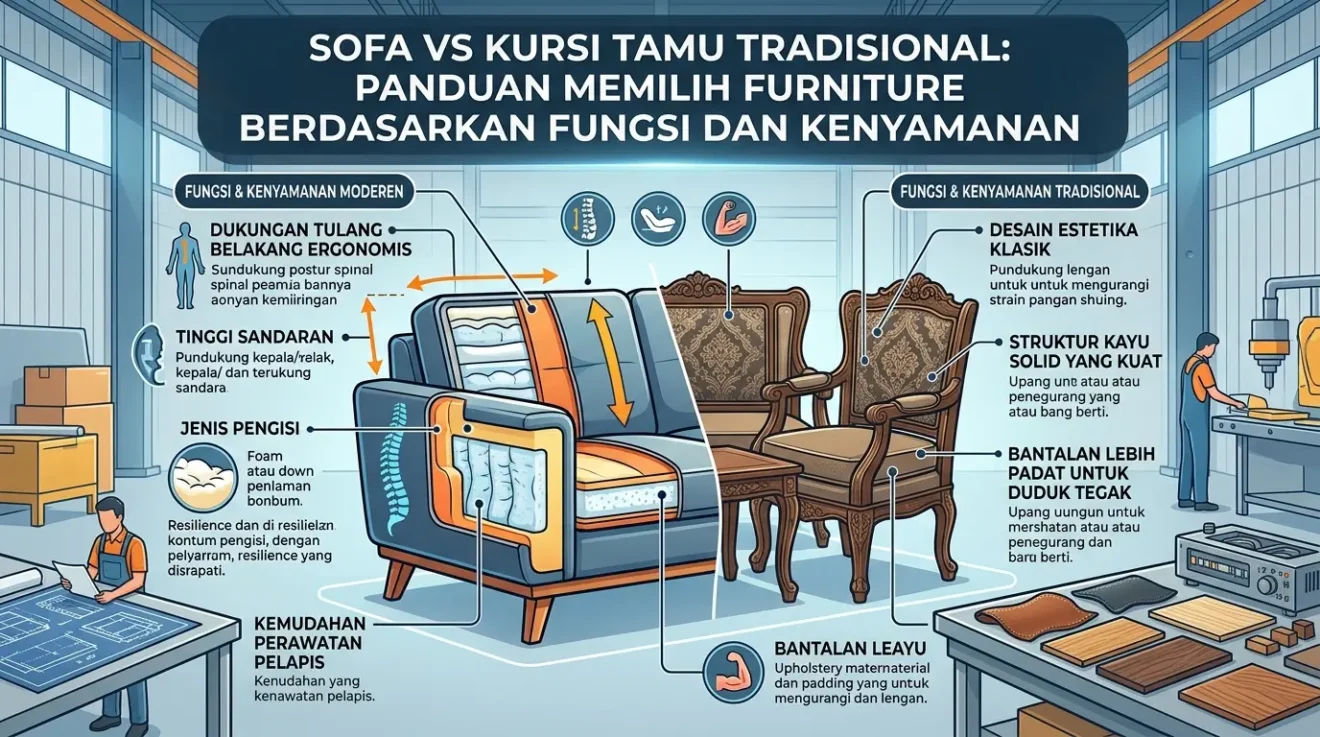 Sofa vs Kursi Tamu Tradisional Panduan Memilih Furniture Berdasarkan Fungsi dan Kenyamanan