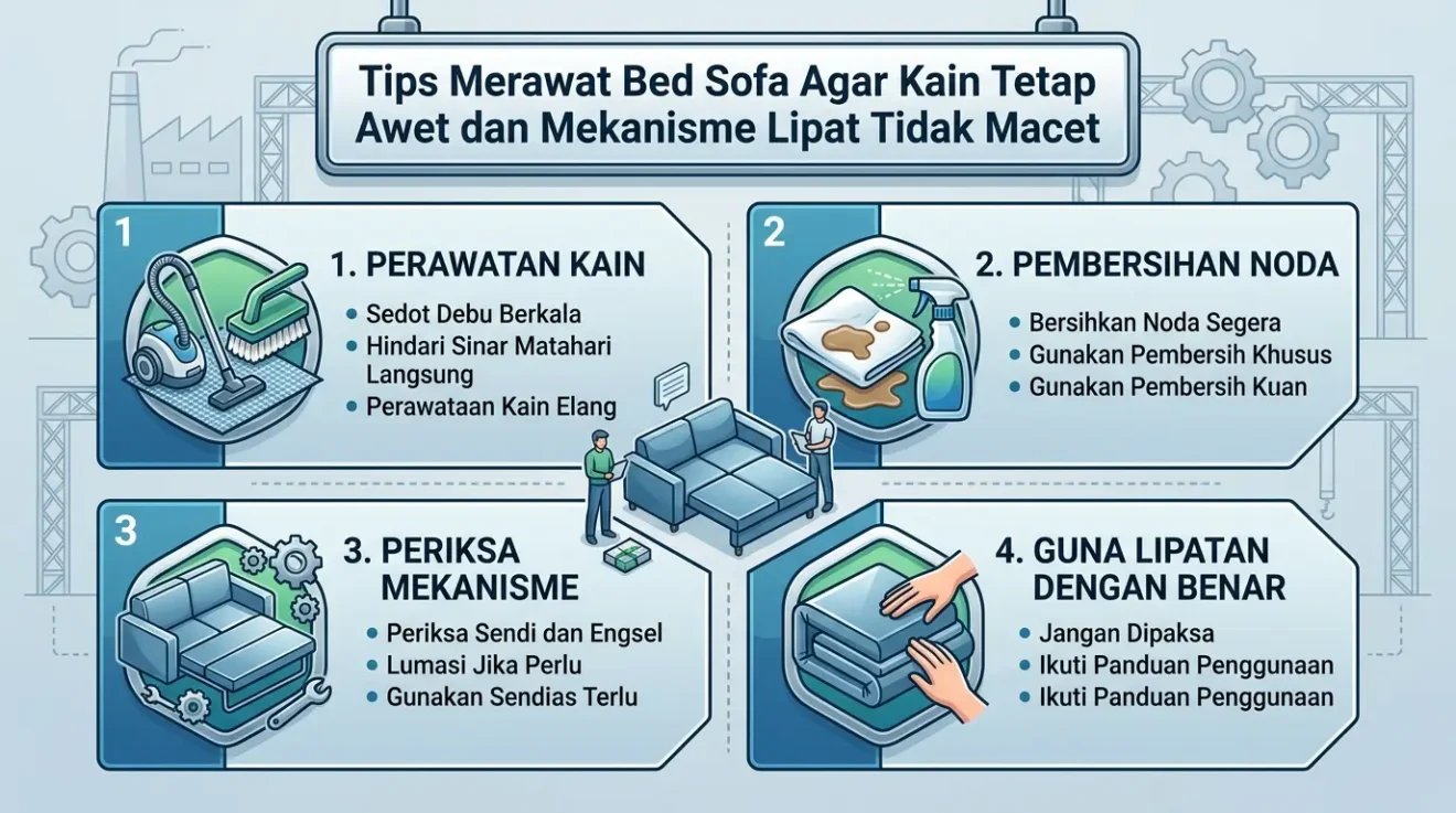 Tips Merawat Bed Sofa Agar Kain Tetap Awet dan Mekanisme Lipat Tidak Macet